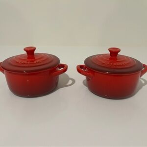 Le Creuset Red Enameled Mini Cocotte Pair